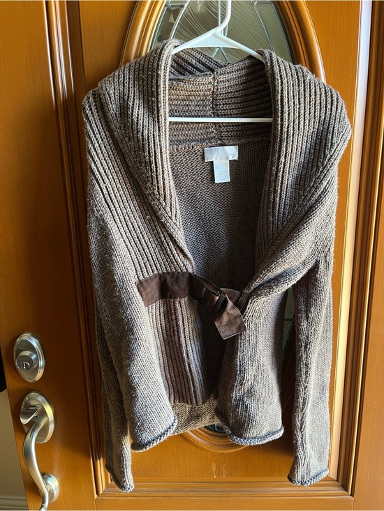 Soft Surroundings Sweaters - Soft Surroundings Brown Shawl-Collar Knit Cardigan with Buckle Womens Size Small